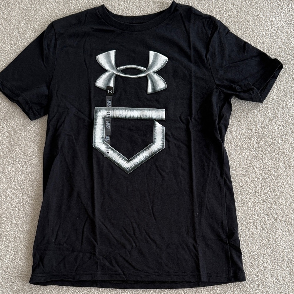 Under Armour Black Tee with Metallic Silver Graphics